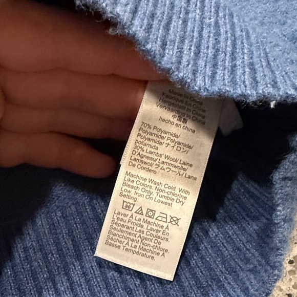 J. Crew Factory Men's Large Blue Knit Crewneck Sweater Lambswool Blend - Picture 3 of 6